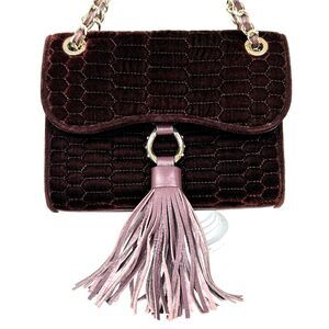 Aimee Kestenberg Medina II Velvet Quilted Crossbody Shoulder Bag Tassel Mahogany